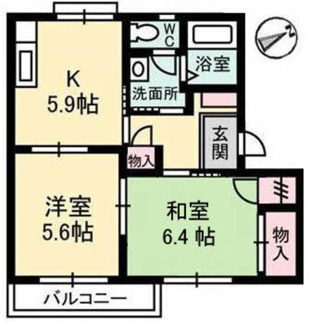 ジュネス栄幸(2K/2階)の間取り写真
