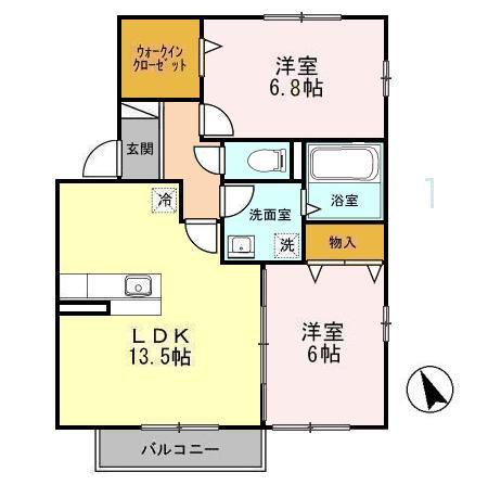 リビングタウン飯岡新田II(2LDK/1階)の間取り写真