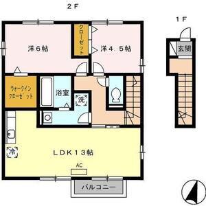 ファミリア矢戸(2LDK/2階)の間取り写真