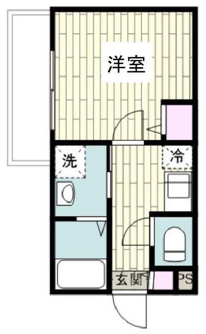 フルセイル古淵III(1K/2階)の間取り写真