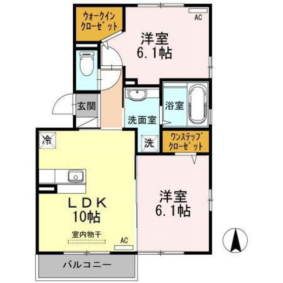 ソレイユB棟(2LDK/2階)の間取り写真