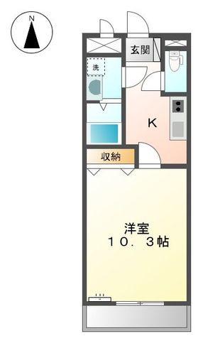 プランドールA(1K/1階)の間取り写真