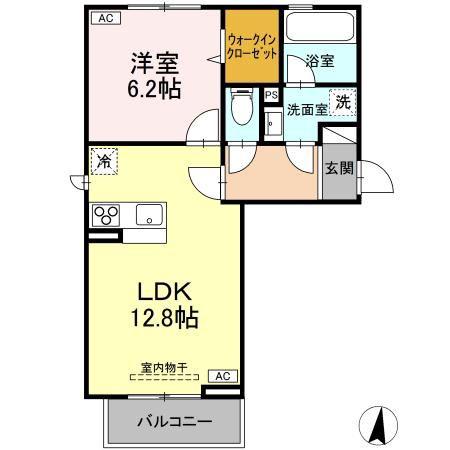 DーROOM新白河 II(1LDK/2階)の間取り写真