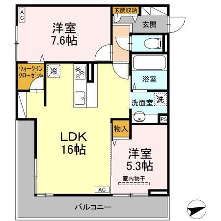GREEN LINKS(2LDK/2階)の間取り写真