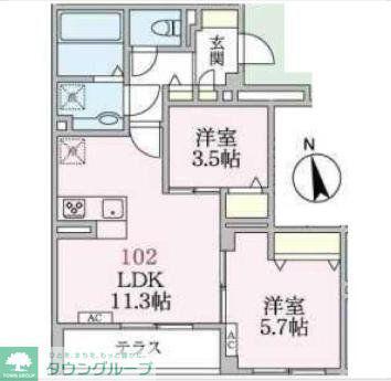 アローマ王子本町(2LDK/1階)の間取り写真