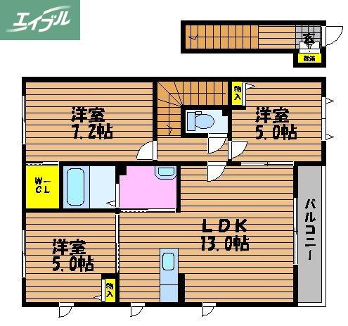 アーバンヒルズA(3LDK/2階)の間取り写真