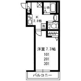 ヴィラアイビー(1K/2階)の間取り写真