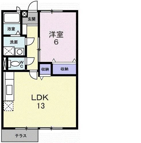 鳴原壱番館(1LDK/1階)の間取り写真