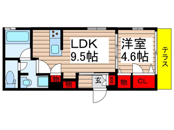 ミントベリーフィールズ(1LDK/1階)の間取り写真