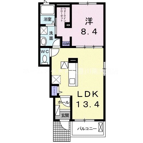 ラスパシオ A(1LDK/1階)の間取り写真