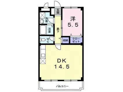 ハミングバートII(1LDK/3階)の間取り写真