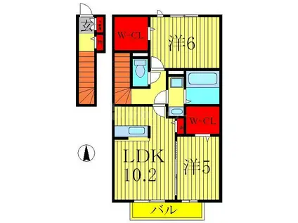 プリウス大曽根A・B・C(2LDK/2階)の間取り写真