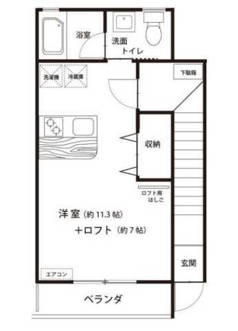 ヴィレッタY(ワンルーム/2階)の間取り写真