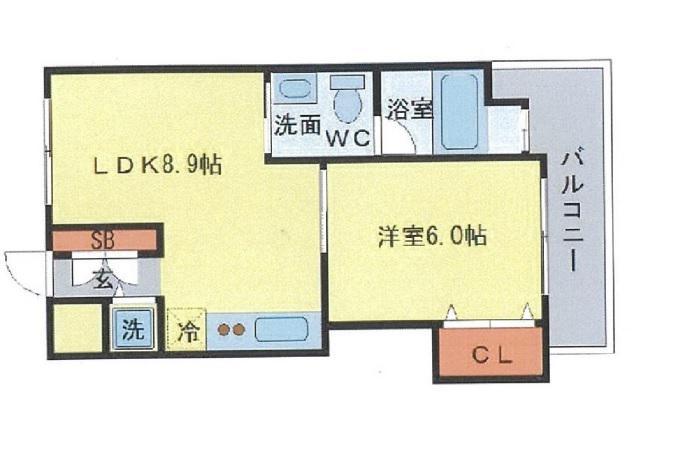 サクセス天神橋フロント(1LDK/3階)の間取り写真