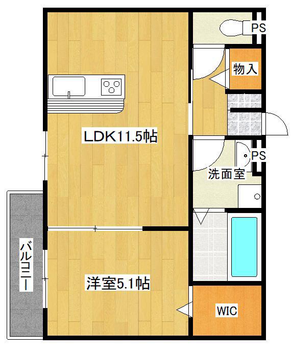 CASA SERENO(1LDK/3階)の間取り写真