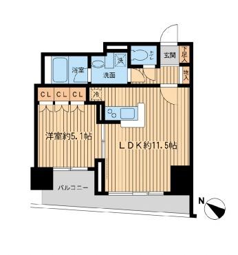 日本橋ファーストレジデンス(1LDK/7階)の間取り写真