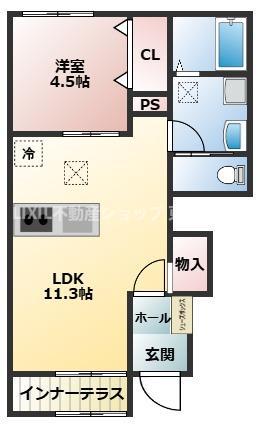 リーブルファイン久喜久喜東II(1LDK/1階)の間取り写真