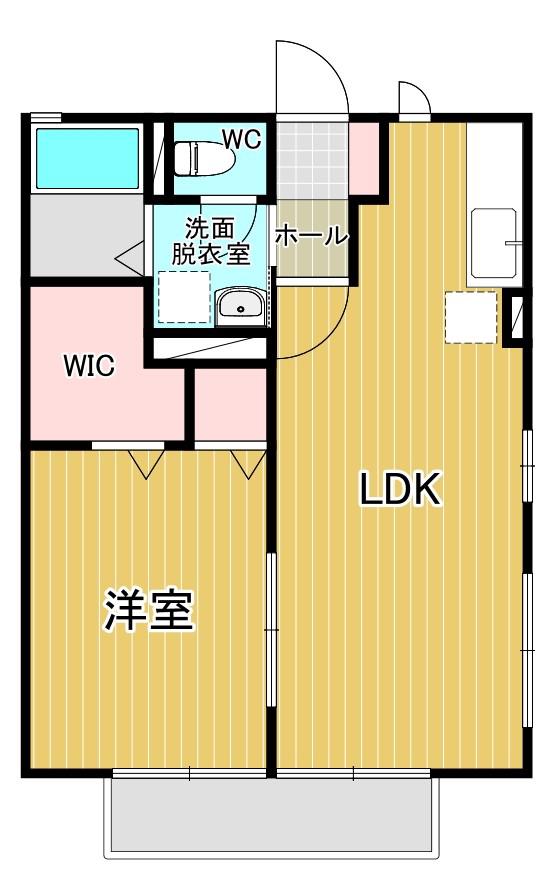 ラ・リィビェール(1LDK/1階)の間取り写真