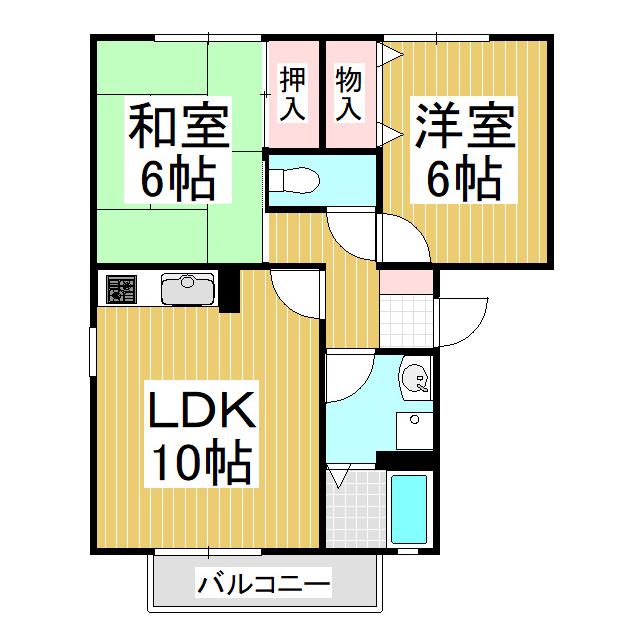 パークタウン桜堂 B(2LDK/2階)の間取り写真