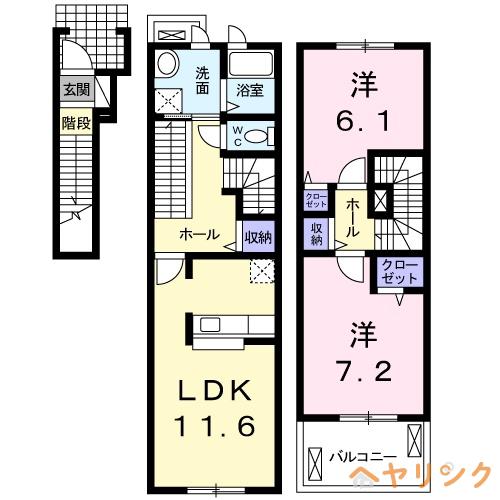 サンフォレスタII(2LDK/2階)の間取り写真