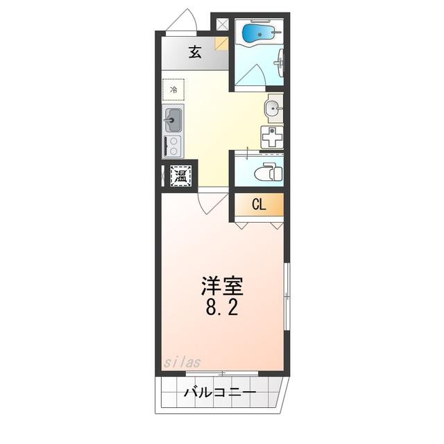ブライト日根野(1K/2階)の間取り写真