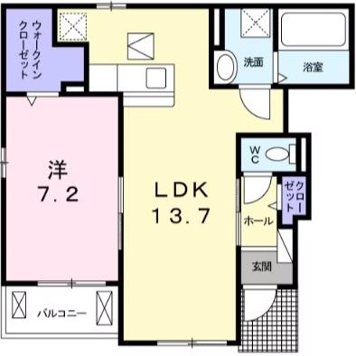 アルカンシェル(1LDK/1階)の間取り写真