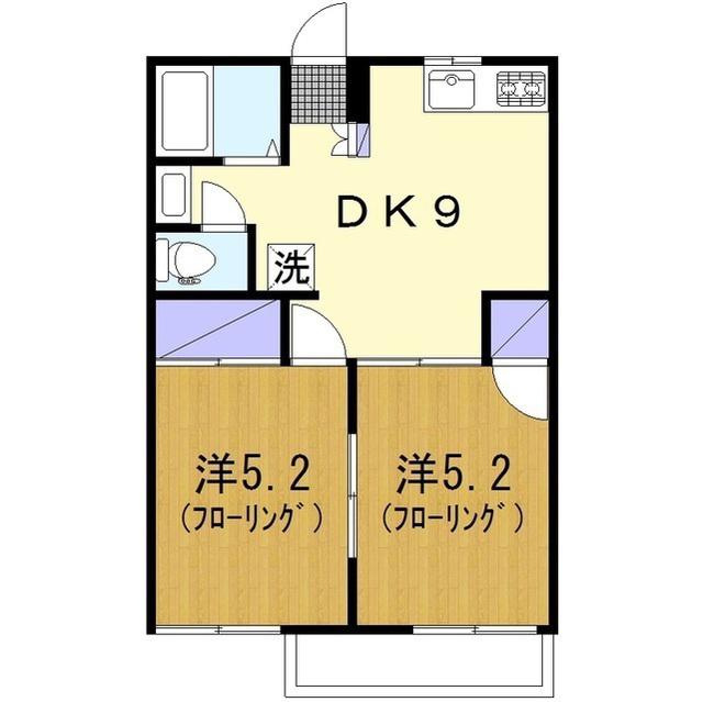 グリーンサイド柳橋(2DK/2階)の間取り写真