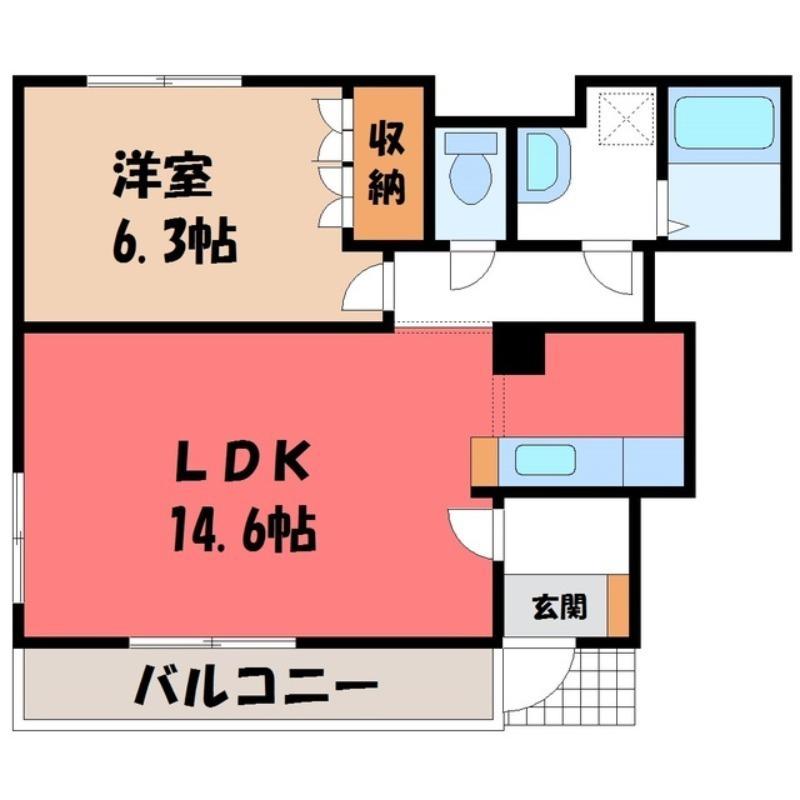 シャルマンコートA棟(1LDK/1階)の間取り写真