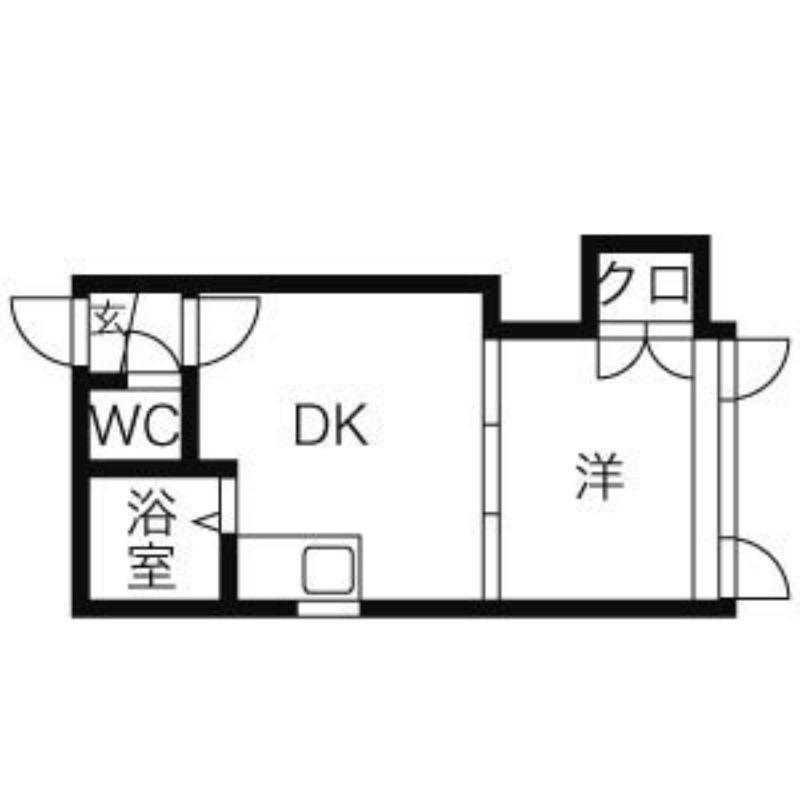 パルク平岸(1DK/2階)の間取り写真
