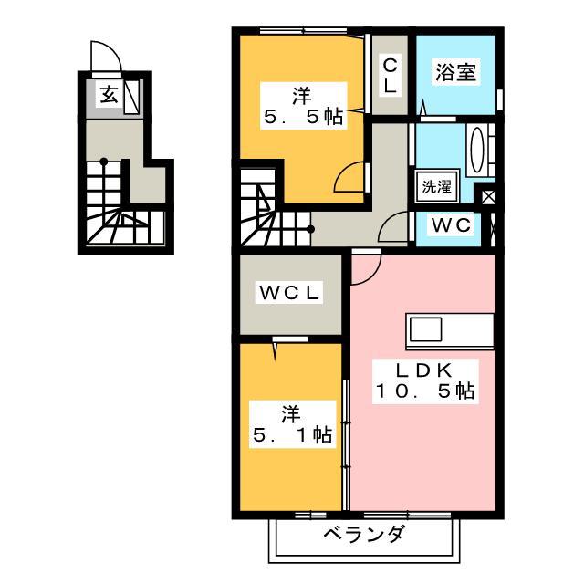 FRESCO A(2LDK/2階)の間取り写真