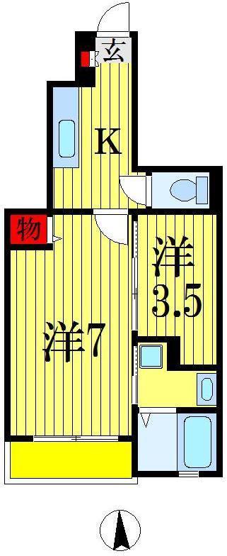 レジデンス作草部IV(1K/1階)の間取り写真