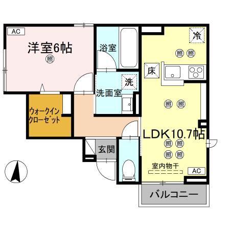 ステラヴィータ B棟(1LDK/1階)の間取り写真