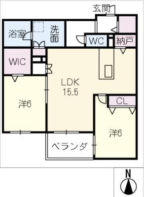 JUMEAUX 北館(2LDK/3階)の間取り写真