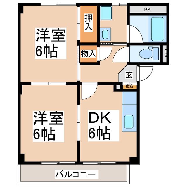サープラス トゥー リュミエール(2DK/1階)の間取り写真