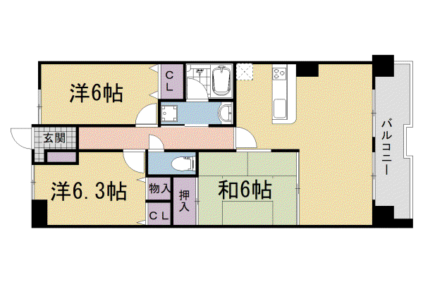 パデシオン宇治三室戸II番館(3LDK/5階)の間取り写真