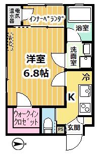 ソフィスみその台(1K/2階)の間取り写真