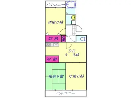 沼口グリーンハイツ2(3LDK/2階)の間取り写真