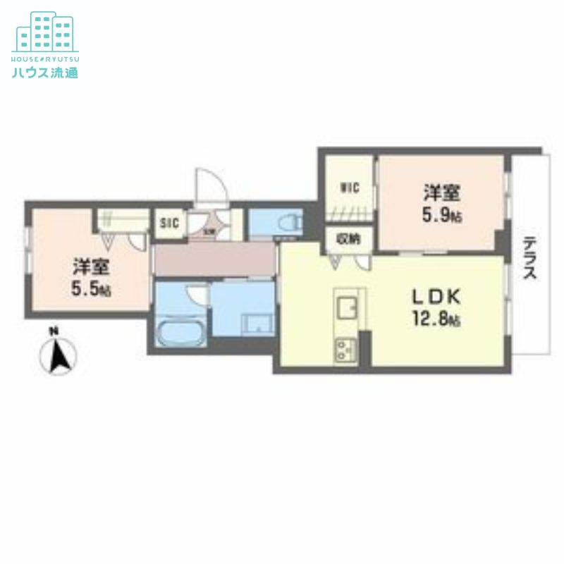 シャーメゾン上野(2LDK/1階)の間取り写真