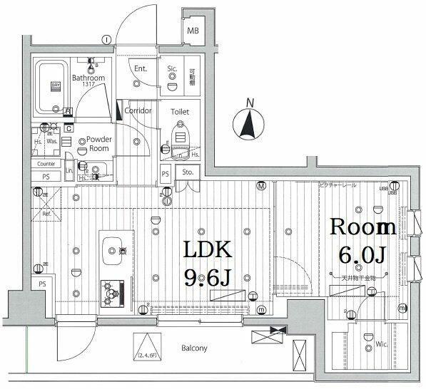 メイクス池上ルーチェ(1LDK/4階)の間取り写真