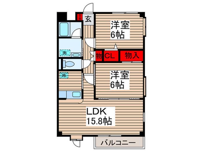 パークサイド新井II(2LDK/2階)の間取り写真