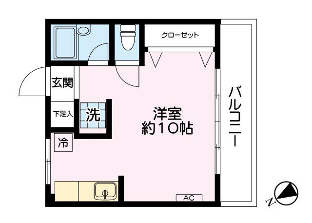 コーポアザミ(ワンルーム/4階)の間取り写真