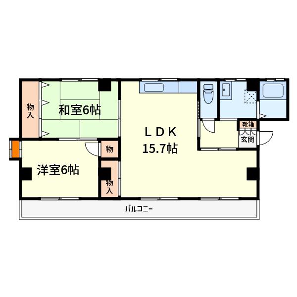 西町ハイツ(2LDK/2階)の間取り写真