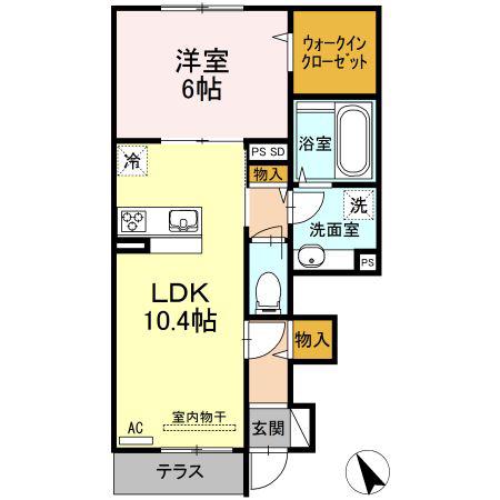 R-GARDEN(1LDK/1階)の間取り写真