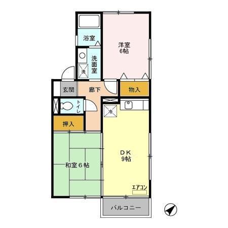 ナチュラルハウス A(2DK/1階)の間取り写真