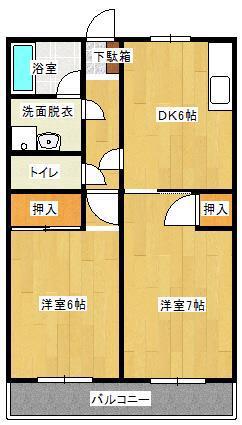 ドマーニIII(2DK/1階)の間取り写真