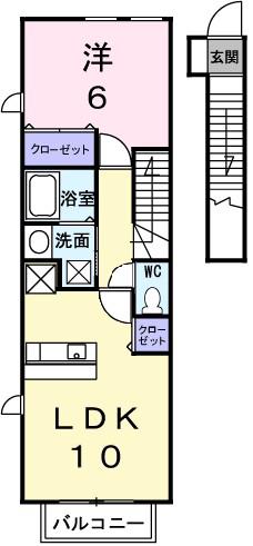 アクア ガーデン II(1LDK/2階)の間取り写真