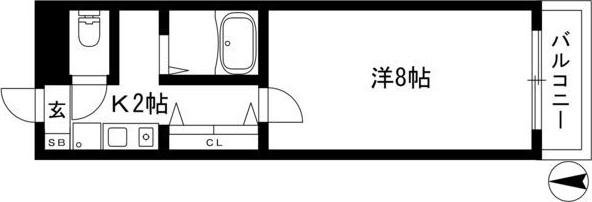 防音マンション ピアニシモ(1K/2階)の間取り写真