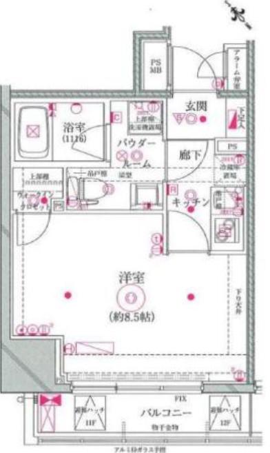 CEST JOLI 駒込(1K/12階)の間取り写真