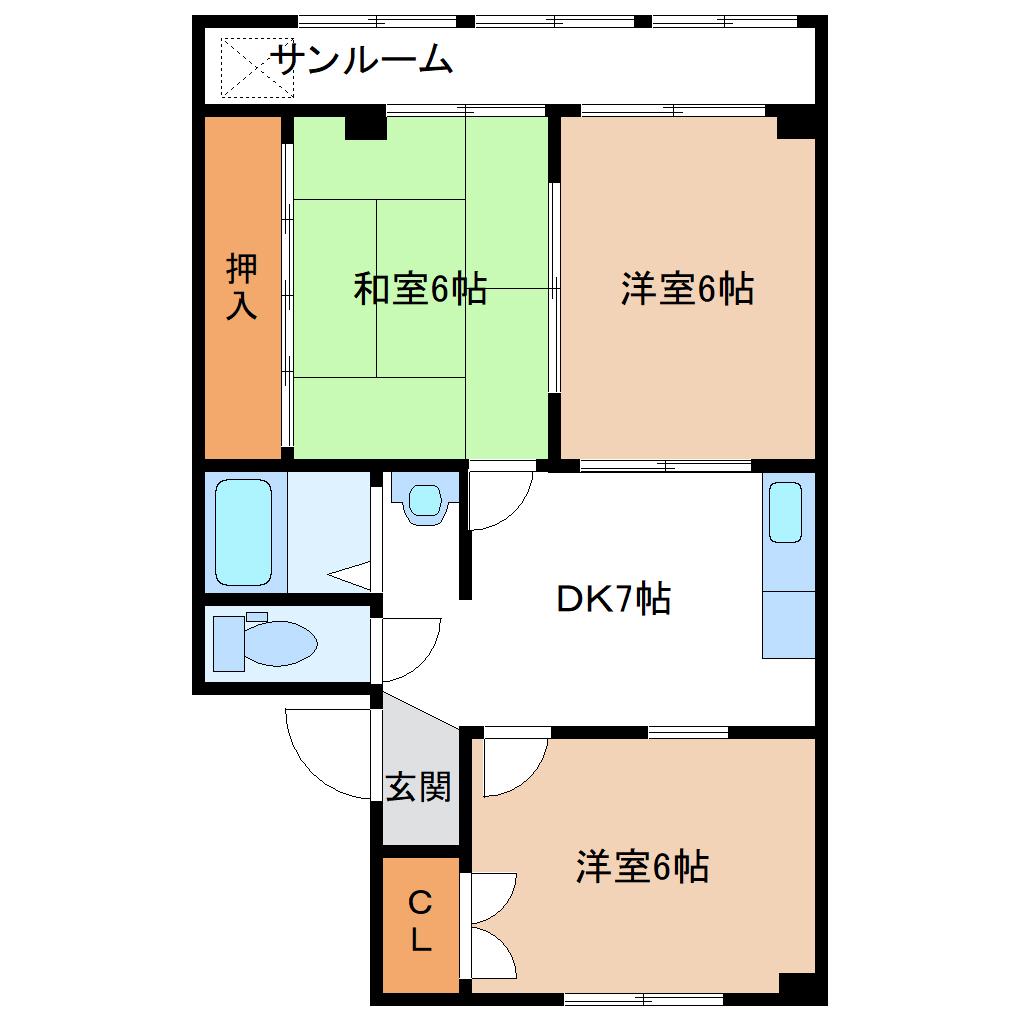 サンライズ1(3DK/1階)の間取り写真