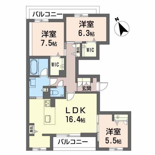 フレオベージ(2LDK/3階)の間取り写真